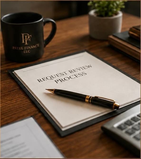 Request review process document on a desk